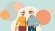 © Nimker harva - Happy Elderly Couple Illustration. Smiling Senior Man and Woman with Glasses, Representing Companionship and Healthy Aging.
