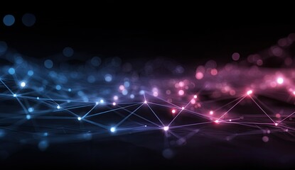 Global network connection, digital data flow, dark background, abstract technology concept, website banner