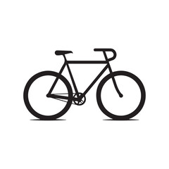 Poster - A simple black silhouette of a bicycle with curved handlebars and a visible chainring on white background
