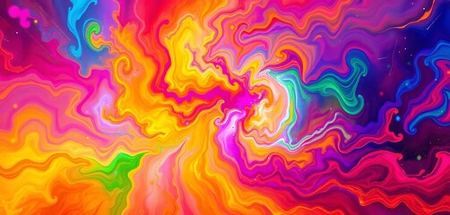 Wall Mural - Vibrant, swirling nebula of color; celebratory, abstract art,  background image,  illustration