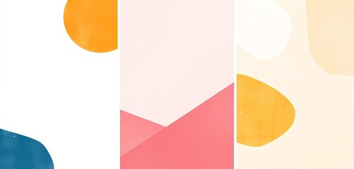 Wall Mural - trio of minimalist geometric art backgrounds; subtle hand-drawn patterns ideal for print & digital u
