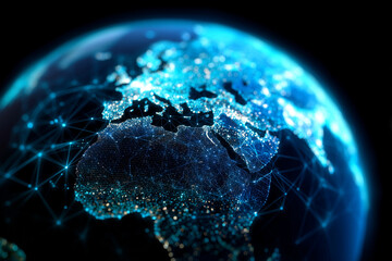 Wall Mural - a blue and white globe with a network of lines connecting it