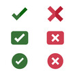 © ANMZAKARIA - Check Mark and Cross Mark Icon Set - Simple Vector Illustrations for Approval, Success, Correct, Error, Wrong, and Cancellation Concepts in Various Styles