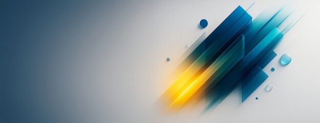 Wall Mural - abstract geometric background with sharp diagonal shapes and vibrant light streaks on a clean gradie