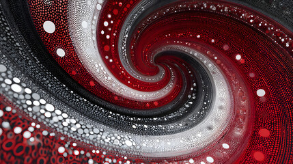 Poster - Abstract Vortex of Color: An eye-catching graphic of a swirling vortex, rendered in shades of red, white and black, invites a journey into a world of dynamic energy and captivating visual effects.