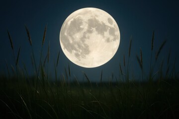 Wall Mural - A Glimpse into the Tranquil World of the Moonlit Field
