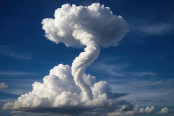 Wall Mural - A solitary cloud formation stands tall against the azure sky, its swirling patterns a testament to nature's whims