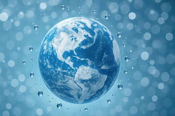 Wall Mural - A Glimpse of Our Blue Planet Encircled by Water Droplets