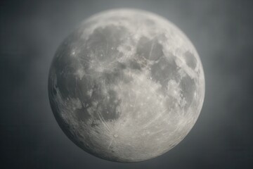 Wall Mural - A lone moon gazes into the vast expanse of space, its surface a tapestry of craters and mountains, illuminated by the soft glow of distant stars