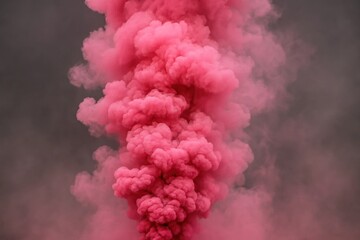 Wall Mural - A cascade of pink smoke billows against a dark backdrop, symbolizing chaos or disruption