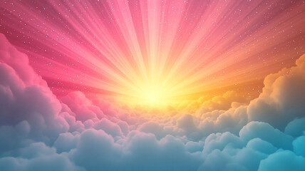 Wall Mural - an elegant design with a glowing center and colorful light beams. a graphic of sparkling, fan-like c