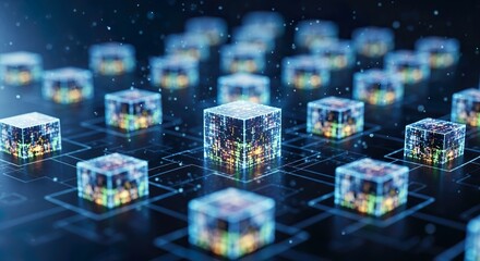 Blockchain technology network digital data connection futuristic computing background
