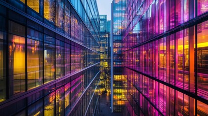 Wall Mural - a stunning urban scene features vibrant colors reflected in modern architecture. the interplay of li