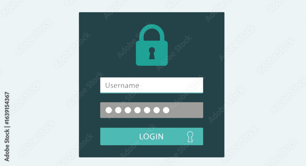 Password protection interface displaying login window with username ...