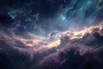 Wall Mural - vibrant cosmic nebulae illuminated among distant galaxies presenting a stunning celestial spectacle 