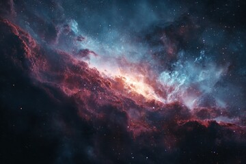 Wall Mural - exploring the enigmatic beauty of a dark nebula in a vast cosmic landscape filled with vibrant color