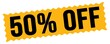 © outchill - 50% OFF text written on orange-black zig-zag stamp.