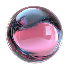 Wall Mural - A mesmerizing abstract sphere with a blend of pink and blue hues, set against a black backdrop.