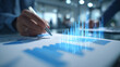 © Generative Stocks - Closeup of Hand Drawing on Futuristic Holographic Display, Technology and Business Development Concept, Professional Using Digital Touchscreen Interface for Data Analysis and Planning in Modern Office