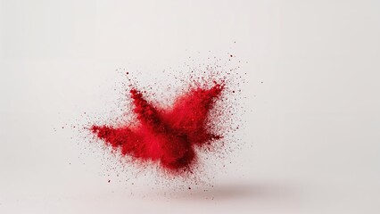 Wall Mural - vibrant red dust bursting on a clean white canvas