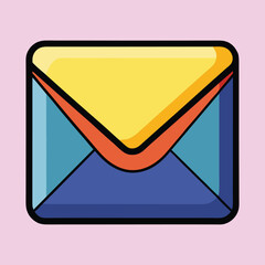 Poster - Simple, colorful stylized envelope illustration with a retro vibe on a pink background