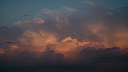 Wall Mural - sunset horizon adorned with orange clouds