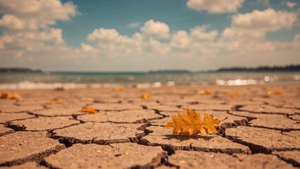 Wall Mural - drought causes yellow leaves to shrivel