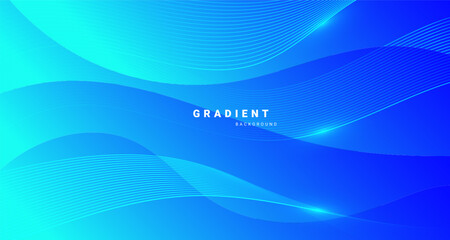 Wall Mural - blue gradient background with flowing wave lines