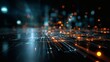 © Verapat - abstract technology background, glowing circuit lines, binary code data stream, futuristic digital pattern, high-tech computer interface, sci-fi network design, cyber data visualization, digital