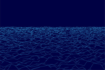 Poster - Deep blue abstract background features crisp white lines forming a dynamic contour pattern. The rich hue contrasts sharply with the geometric noise design, creating visual depth.