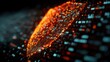 © Chenda - Abstract glowing shield with binary code forming digital barrier