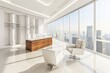 © Olena - Modern office interior with panoramic city view showcasing sleek design and natural light during daylight hours