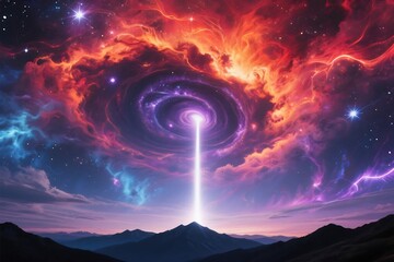Wall Mural - northern lights in the mountains