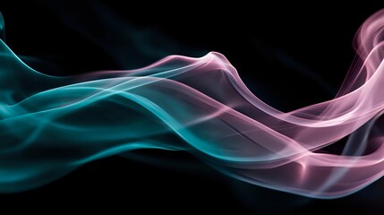Wall Mural - whirling mist rising like a ghostly veil, lit by soft pink and turquoise hues, with sharp contrast a