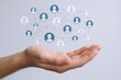 © The Little Hut - Human Hand Holding Digital Network Illustration Representing Social Media, Business Connections, and Global Communication