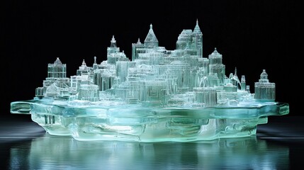 Intricate, translucent city sculpted from glass.