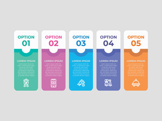 Wall Mural - vector illustration for 5 steps infographic design template with icons. template for process, presen