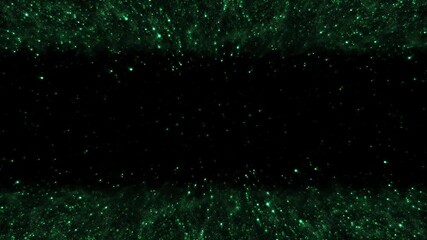 Wall Mural - magic green border lines dust, particles sand flow frame looped background on alpha channel