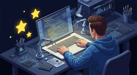 Immersive Workspace: Programmer in the realm of coding and robotics innovation