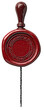 © Dewan - Deep crimson wax seal with ornate design and handle