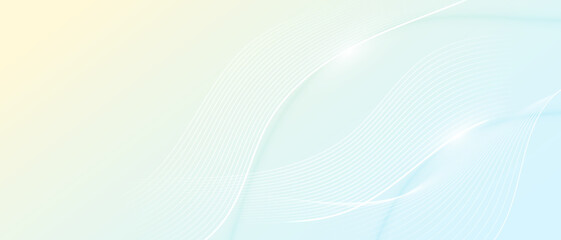 Wall Mural - Soft pastel gradient background with flowing white wave lines and copy space.