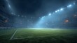 © thiwaporn - Night soccer stadium under floodlights, soccer stadium at night with bright lights, soccer stadium at night for sports photography
