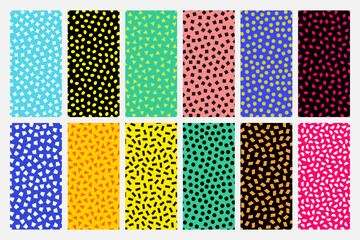 Wall Mural - collection of bright colorful simple seamless patterns with dots and symbols. minimalistic vibrant f