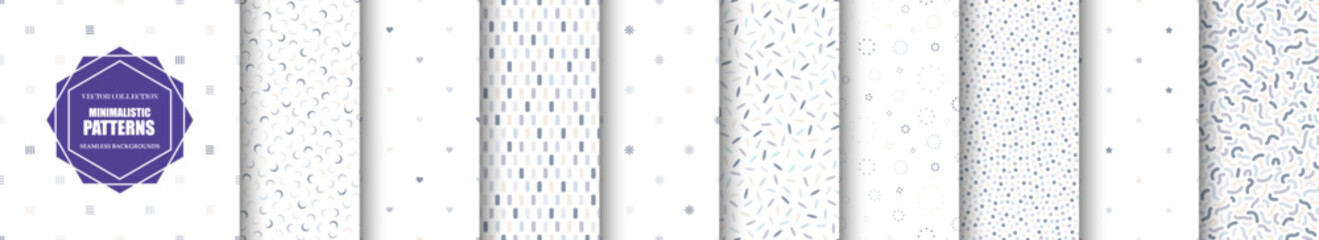 Wall Mural - collection of simple seamless fashion modern vector patterns. colorful minimalistic delicate backgro