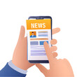 © CHANSTOCK - Hands Holding a Smartphone and Scrolling Through an Online News Feed  isolated