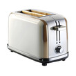 © Anamul - Modern Stainless Steel and White Toaster with Toasted Bread on Black Background