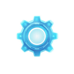 Light-blue, stylized gear icon, glowing center
