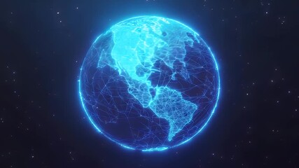 Wall Mural - futuristic digital globe with connecting lines and blue glow effect
