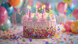 © Bayu Akbar - Celebrate a Fun Colorful Birthday Cake with Candles for Anniversary