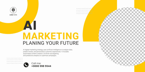 Wall Mural - Clean yellow digital marketing social media post banner design template with used in AI marketing banners concepts vector illustration